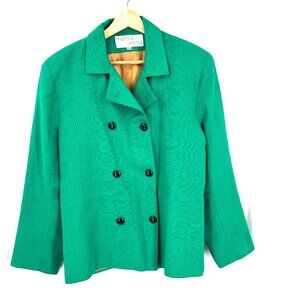 Vintage Marisa Kleiss spring green tweed double breasted blazer jacket M L